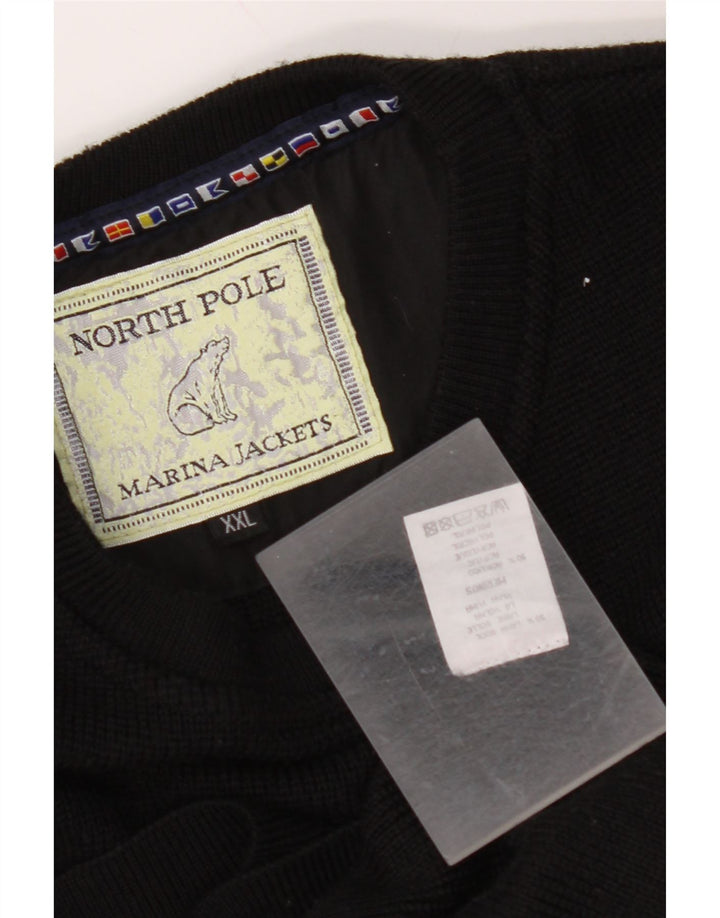 North POLE Ανδρικό πουλόβερ με λαιμόκοψη 2XL μαύρο μάλλινο