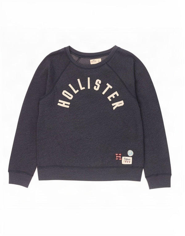 Γυναικείο γραφικό φούτερ Hollister Jumper UK 16 Large Navy Blue από βαμβάκι
