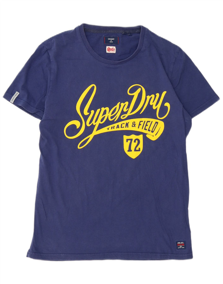 Ανδρικό γραφικό T-Shirt Superdry Top Large Navy Blue από βαμβάκι