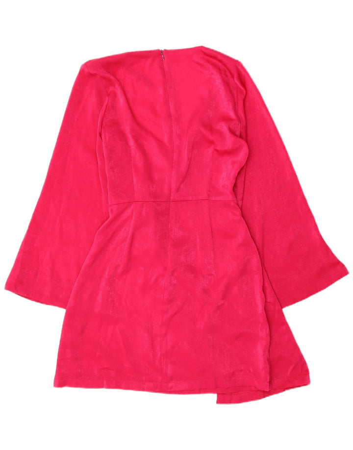 Zara Γυναικείο φόρεμα με μακρυμάνικη θήκη UK 10 Small Pink Polyester