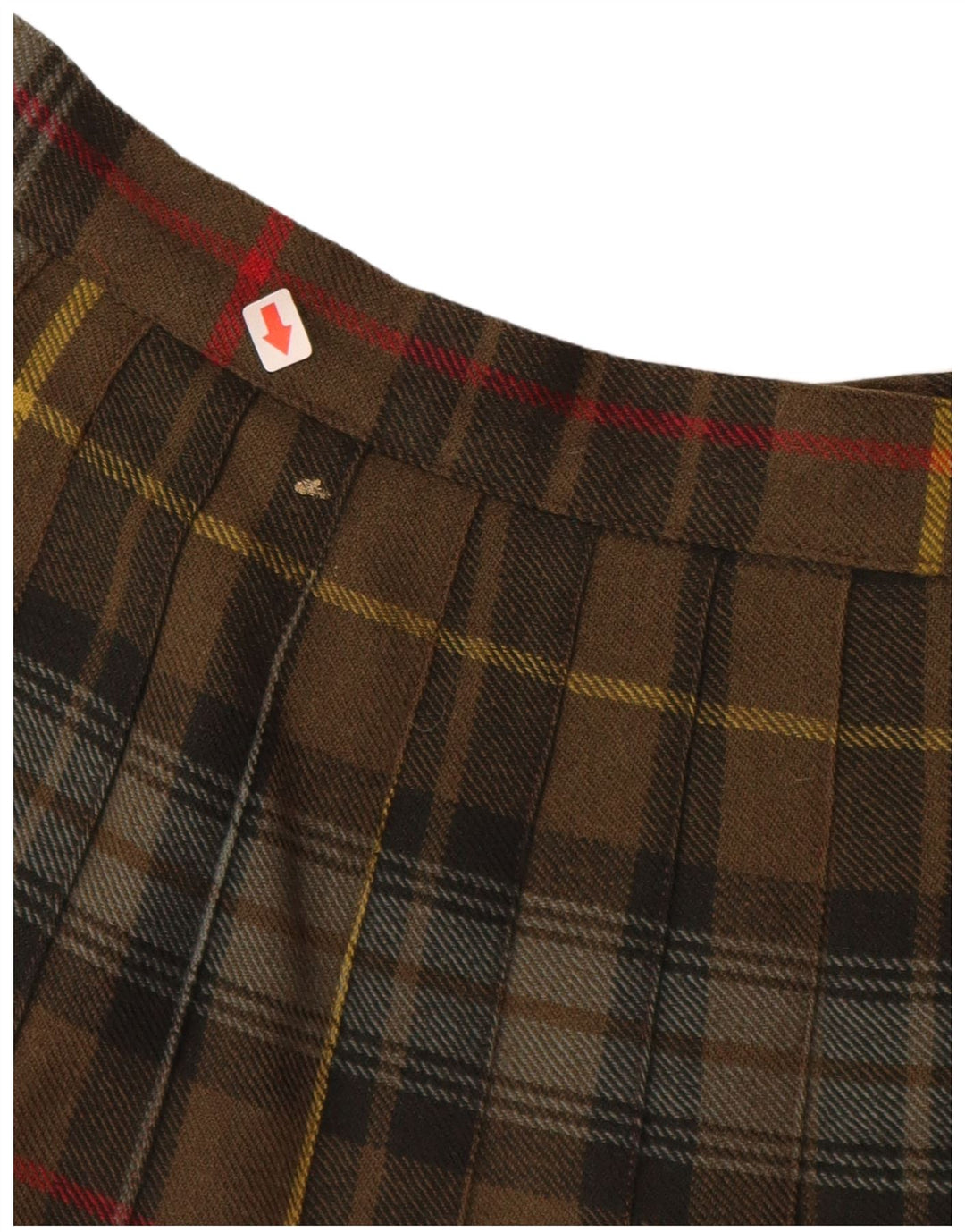 VINTAGE Γυναικεία Wrap Φούστα W28 Μεσαίο Χακί Καρό