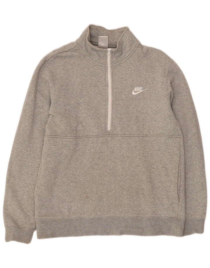 Ανδρικό φούτερ με φερμουάρ Nike, μεσαίο γκρι βαμβακερό