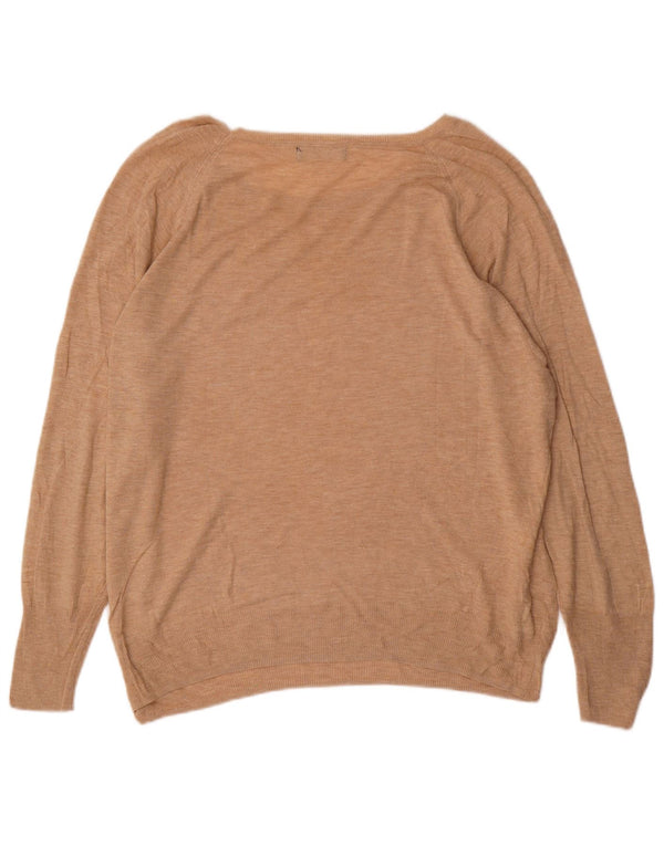 Zara Womens Oversized Boat Neck Jumper Sweater UK 14 Medium Beige
