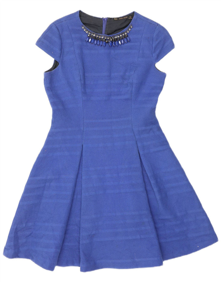 Zara Γυναικείο φόρεμα A-Line UK 12 Medium Blue ριγέ