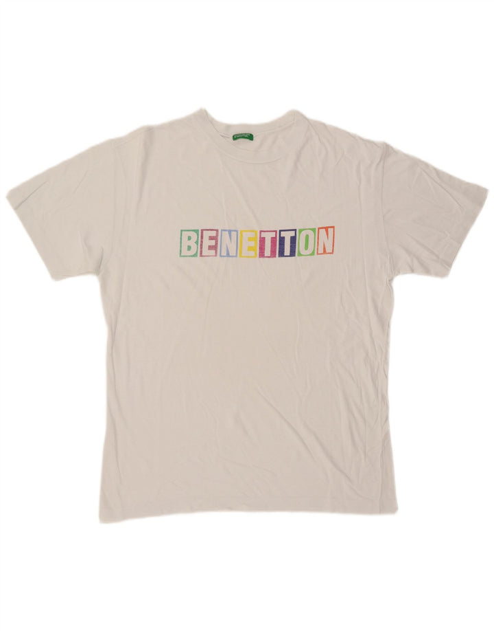Ανδρικό γραφικό μπλουζάκι Benetton Top Medium White