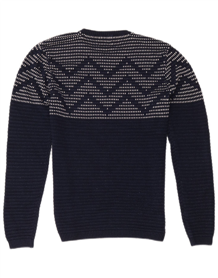 Ανδρικό πουλόβερ Zara Crew Neck Jumper Medium Navy Blue Geometric