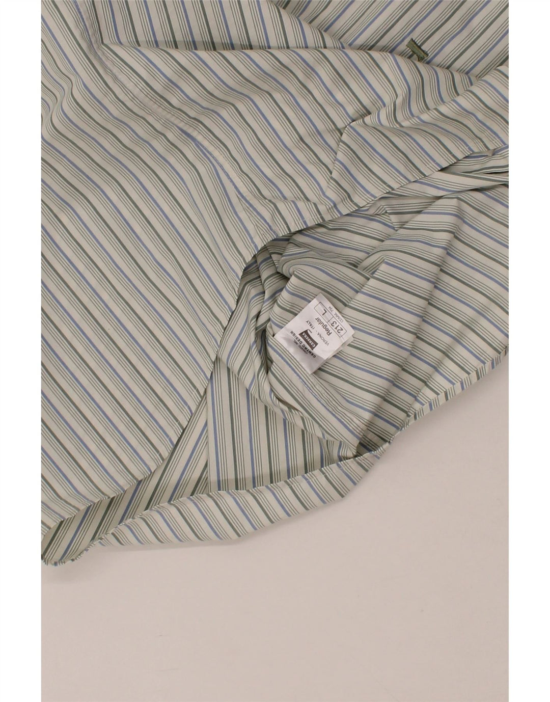 CARRERA Mens Shirt Large Green Striped Cotton Vintage Carrera and Second-Hand Carrera from Messina Hembry 