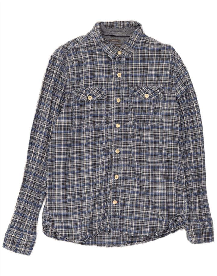 Fat Face Ανδρικό πουκάμισο Classic Fit Flannel καρό, μεσαίο μπλε βαμβακερό