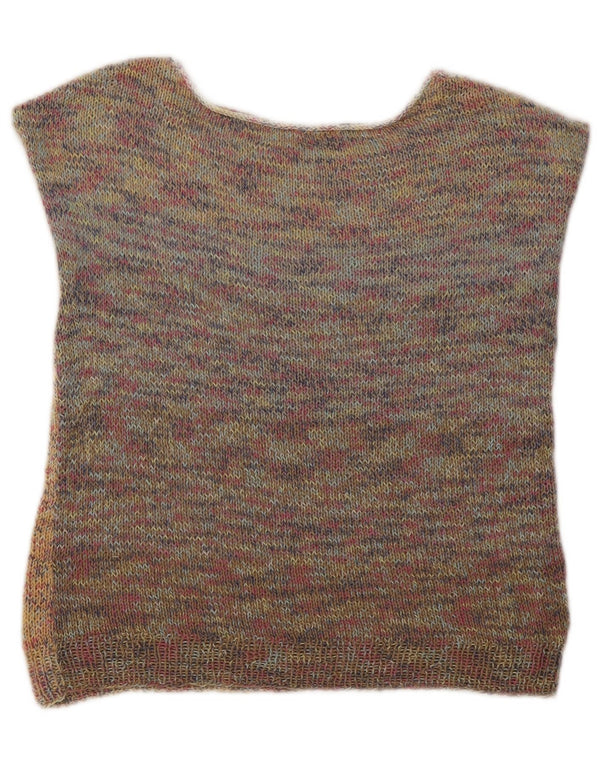 Vintage γυναικείο Crop Vest Tank Top UK 14 Medium Beige Flecked