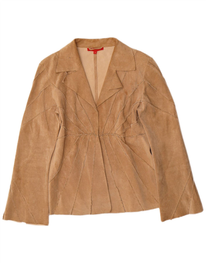 Rene Derhy Γυναικείο Open Suede Jacket UK 12 Medium Beige Leather