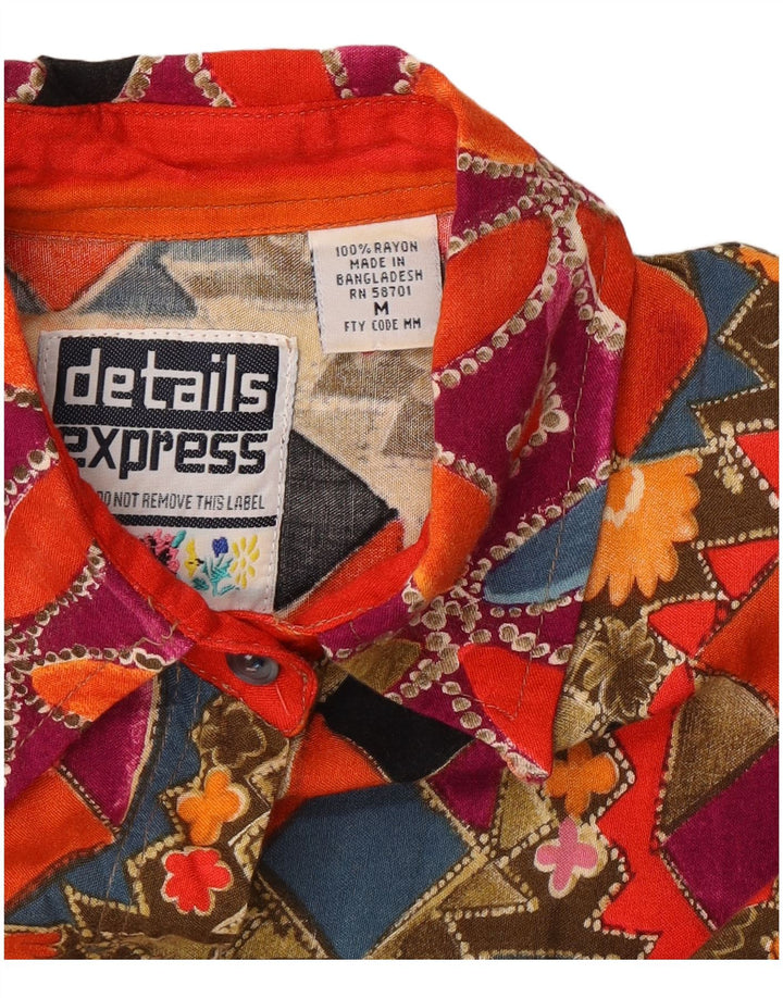 Vintage γυναικείο κοντομάνικο πουκάμισο UK 14 Medium πολύχρωμο γεωμετρικό
