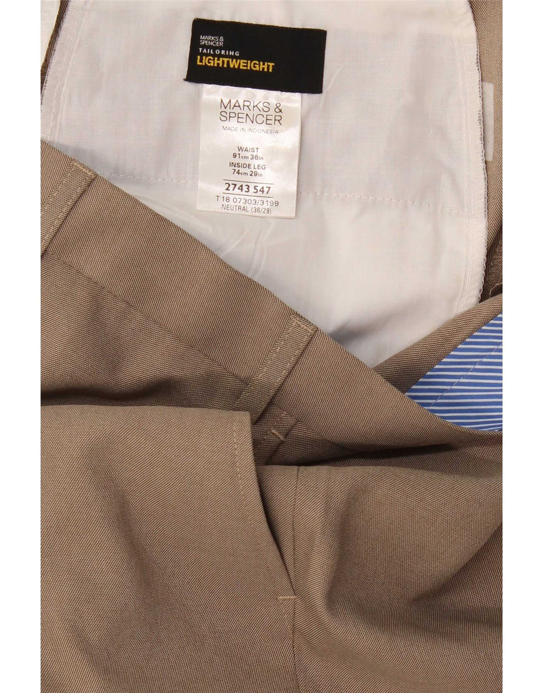 Ανδρικό ίσιο παντελόνι Marks & Spencer W36 L29 Beige Polyester