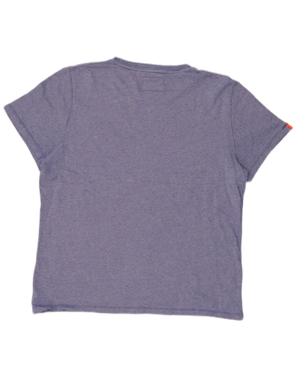 Ανδρικό T-Shirt SUPERDRY Top 2XL Blue Pinstripe Βαμβακερό