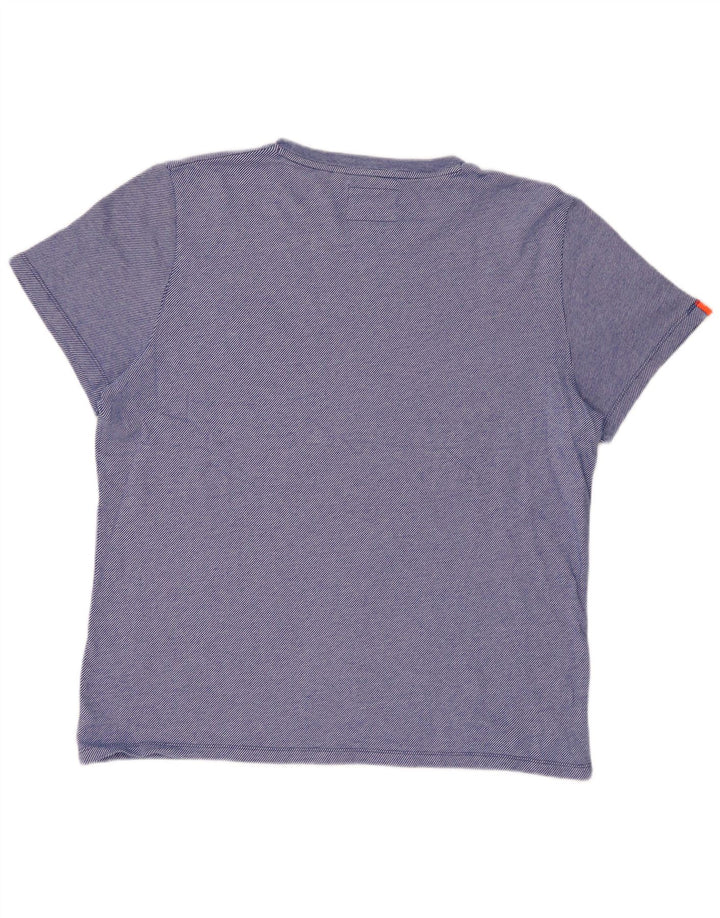 Ανδρικό T-Shirt SUPERDRY Top 2XL Blue Pinstripe Βαμβακερό