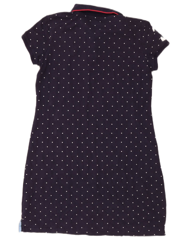Πόλο Ασν. Γυναικείο γραφικό φόρεμα πόλο UK 14 Medium Navy Blue Spotted