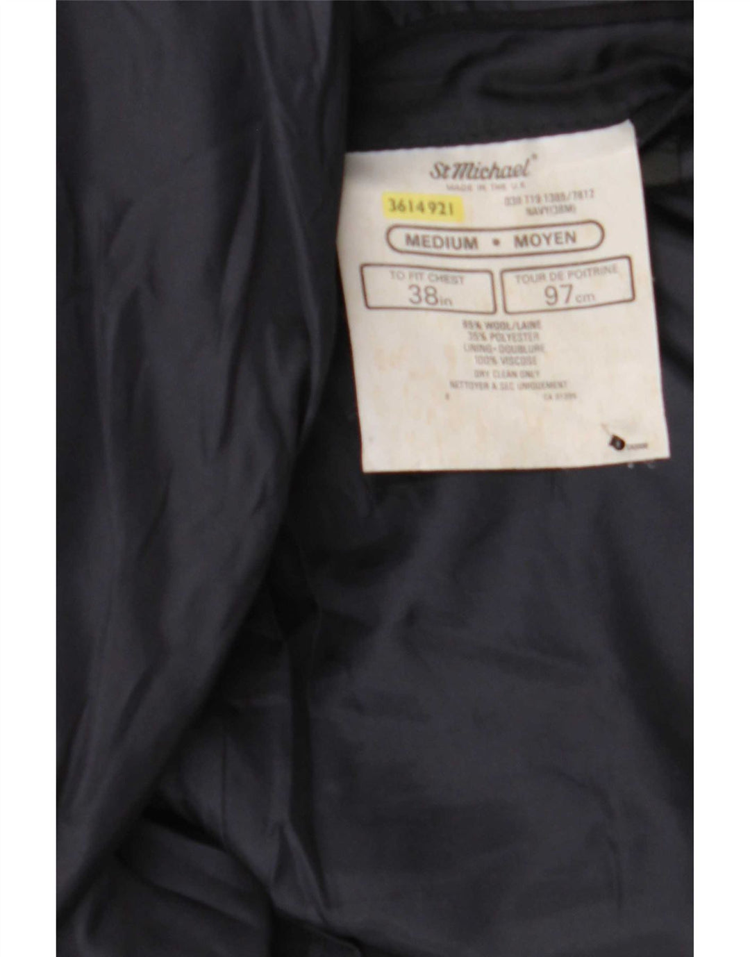 St Michael Ανδρικό σακάκι με διπλό στήθος UK 38 Medium Navy Blue Wool