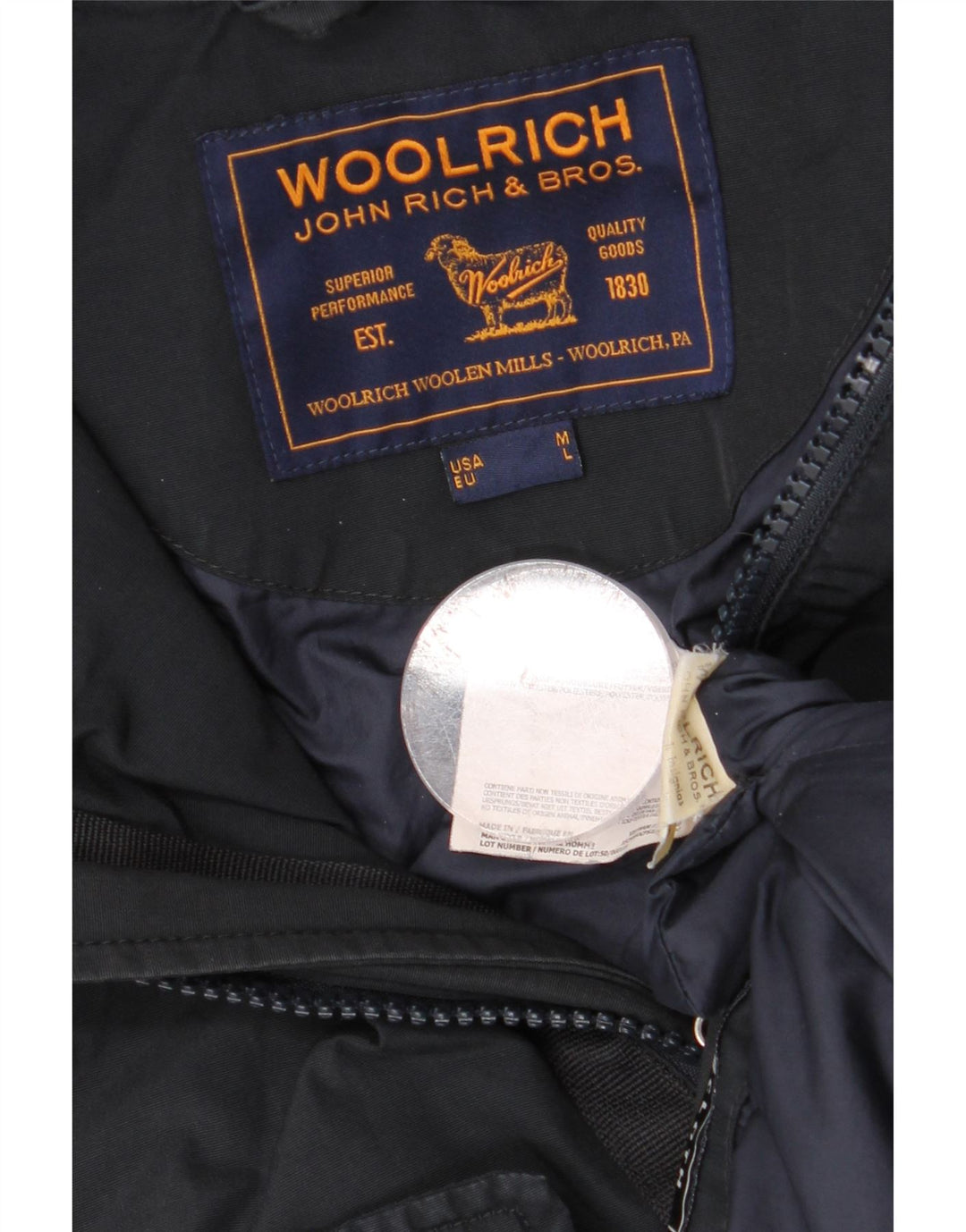 WOOLRICH Ανδρικό μπουφάν Parka με κουκούλα UK 40 Μεγάλο Navy Blue από βαμβάκι