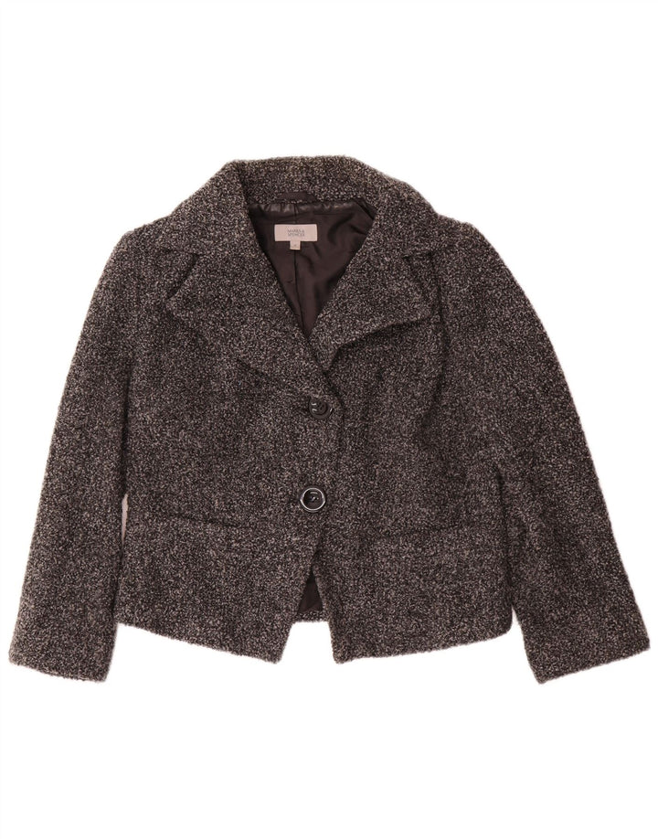 Marks & Spencer Γυναικείο μπλέιζερ με 2 κουμπιά μπουφάν UK 14 Large Grey Flecked Wool