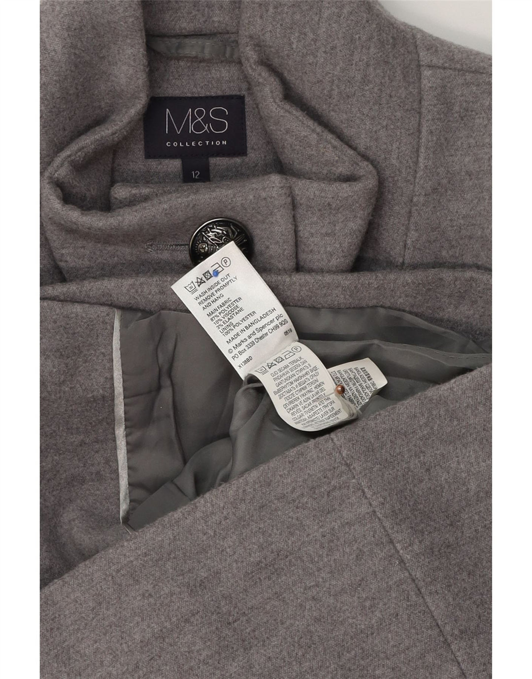 Marks & Spencer Γυναικείο Military Jacket UK 12 Medium Grey Polyester