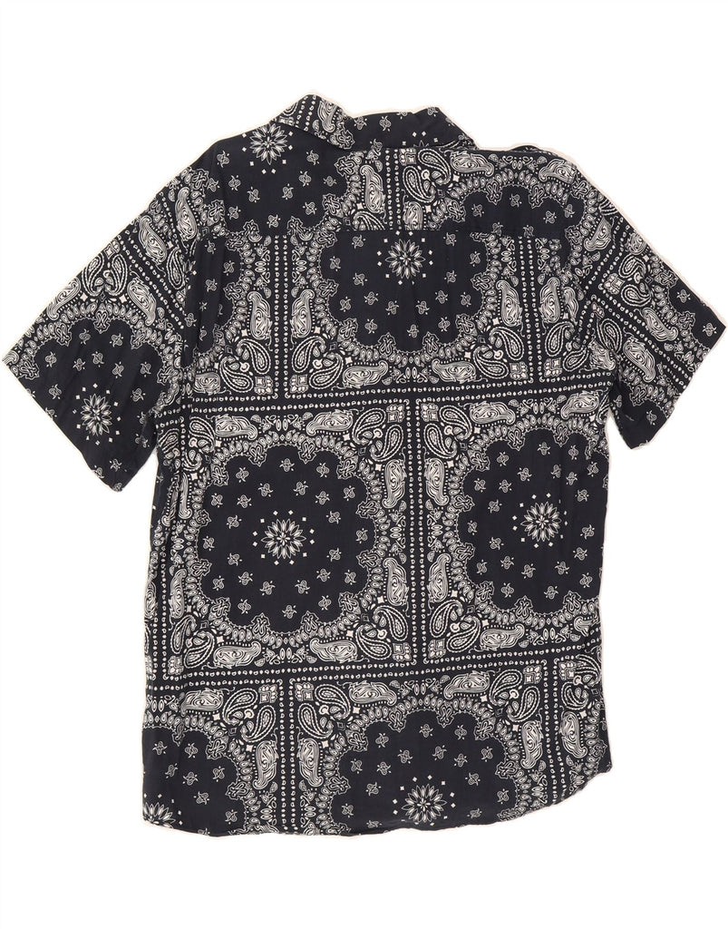 BETTY JACKSON Mens Short Sleeve Shirt Large Navy Blue Floral Cotton Vintage Betty Jackson and Second-Hand Betty Jackson from Messina Hembry 