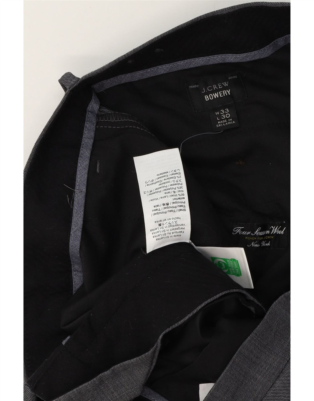 J. CREW Ανδρικό BOWERY Παντελόνι Chino W33 L30 Γκρι μαλλί