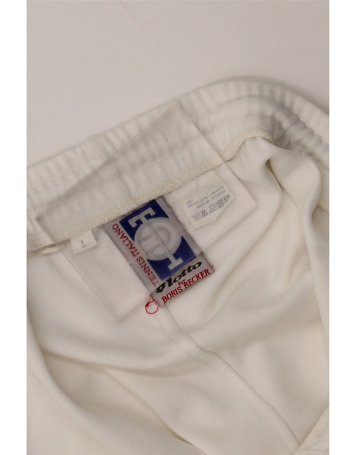 Ανδρικό γραφικό αθλητικό σορτς Lotto μεγάλο λευκό πολυεστέρα