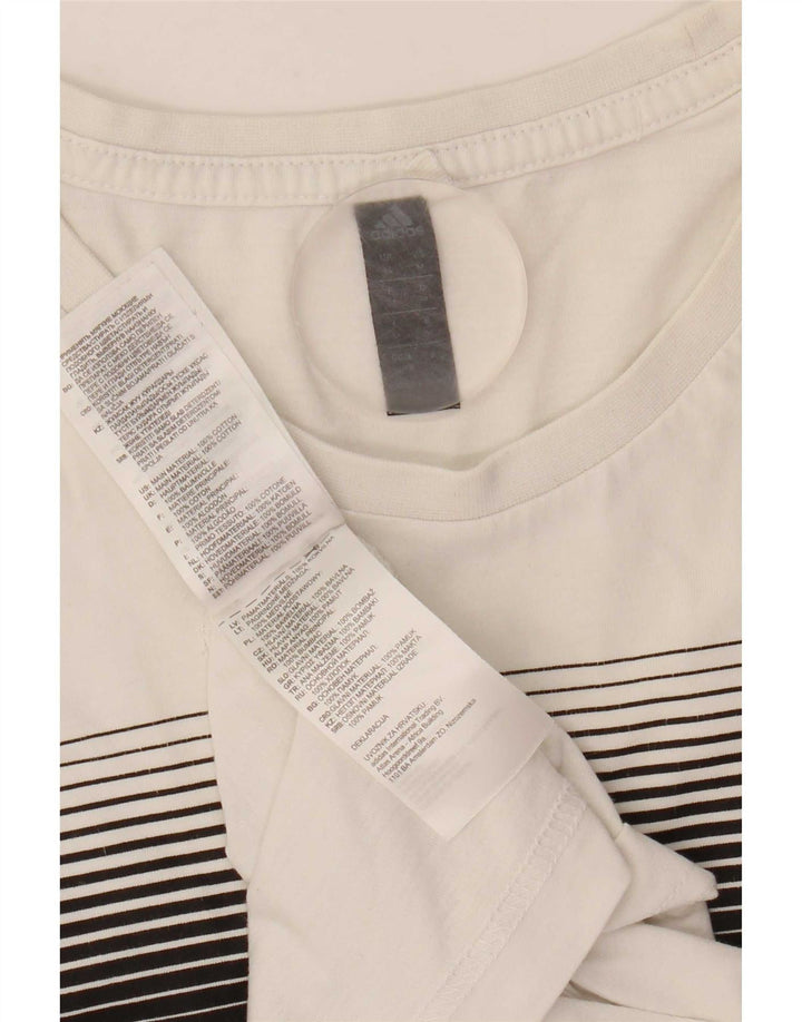Ανδρικό γραφικό T-Shirt Adidas Top από μεσαίο λευκό βαμβακερό
