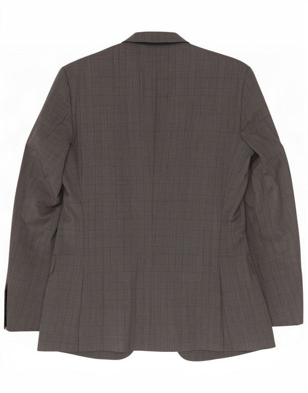 Hugo Boss Mens 2 Button Blazer Jacket EU 48 Medium Grey Check Virgin Wool