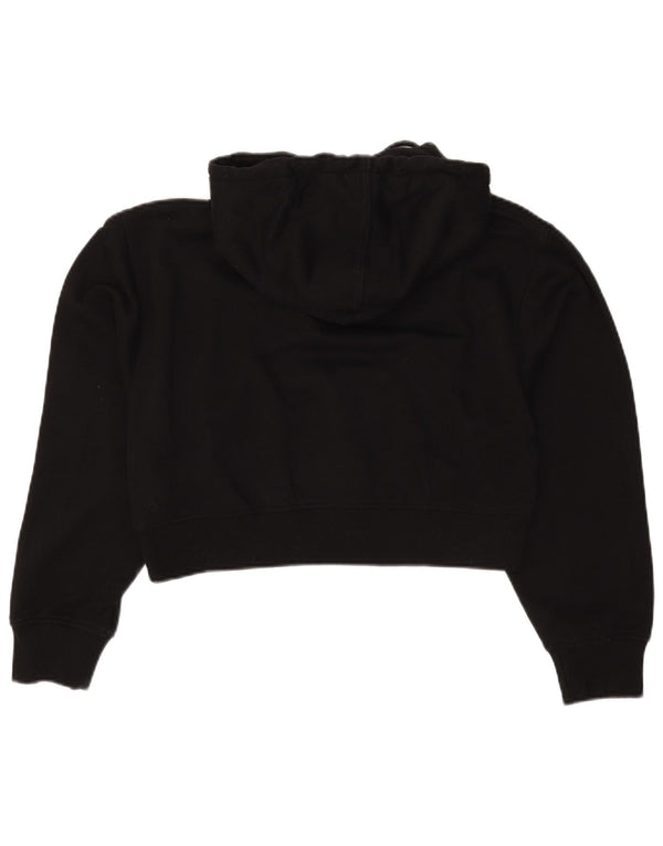 Zara Womens Crop Hoodie Jumper UK 14 Medium Black Polyester