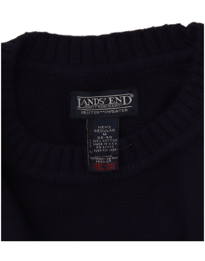 Πουλόβερ Lands End Mens Crew Neck Jumper Medium Navy Blue Wool