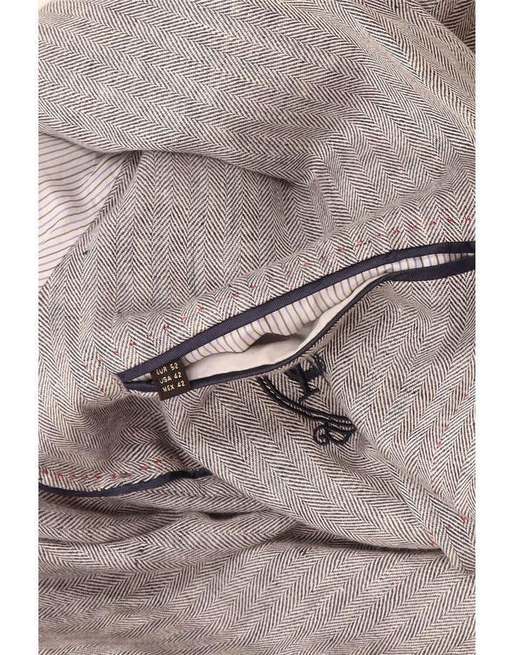 Massimo Dutti Ανδρικό σακάκι μπλέιζερ με 2 κουμπιά EU 52 Μεγάλο γκρι ψαροκόκαλο