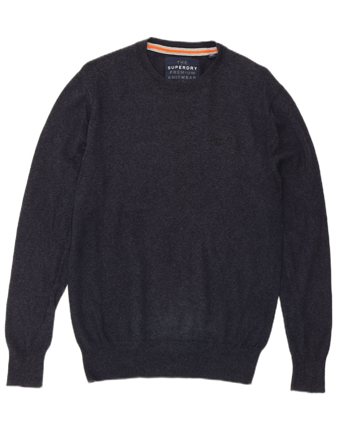 SUPERDRY Ανδρικό πουλόβερ με λαιμόκοψη μεσαίου μπλε βαμβακερό