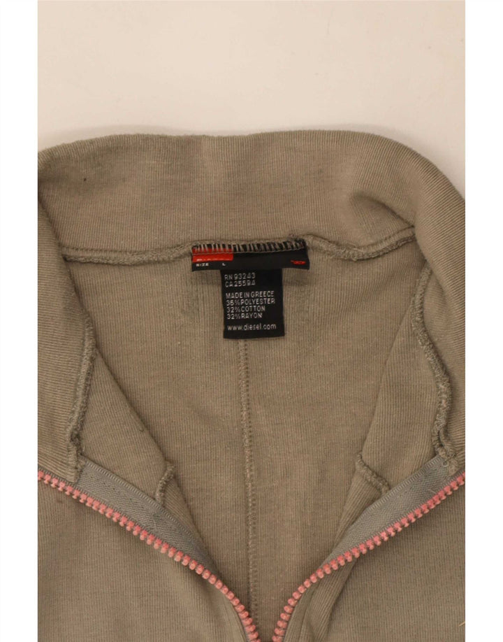 Diesel γυναικεία φόρμα γυμναστικής γραφικά Top Jacket UK 14 Large Grey Polyester