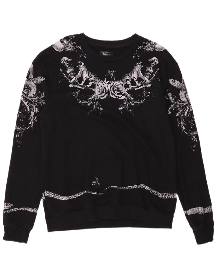 Ανδρικό γραφικό φούτερ Zara Jumper XL Μαύρο βαμβακερό
