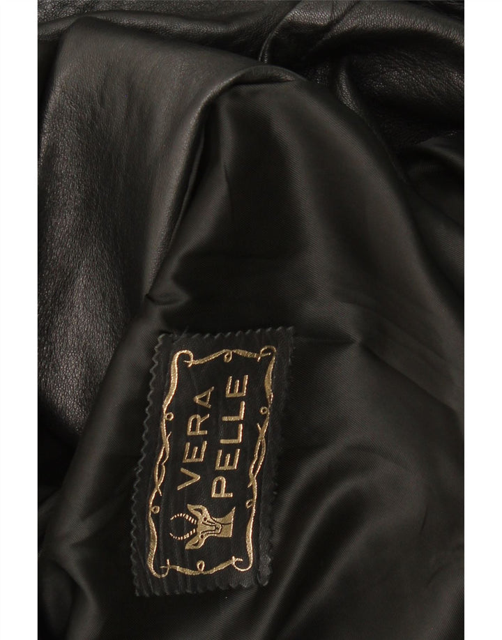 VINTAGE Womens Leather Coat UK 18 XL Black Leather Vintage Vintage and Second-Hand Vintage from Messina Hembry 