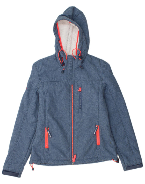 SUPERDRY Γυναικείο Windtrekker Hooded Sherpa Windbreaker Jacket UK 6 XS Blue