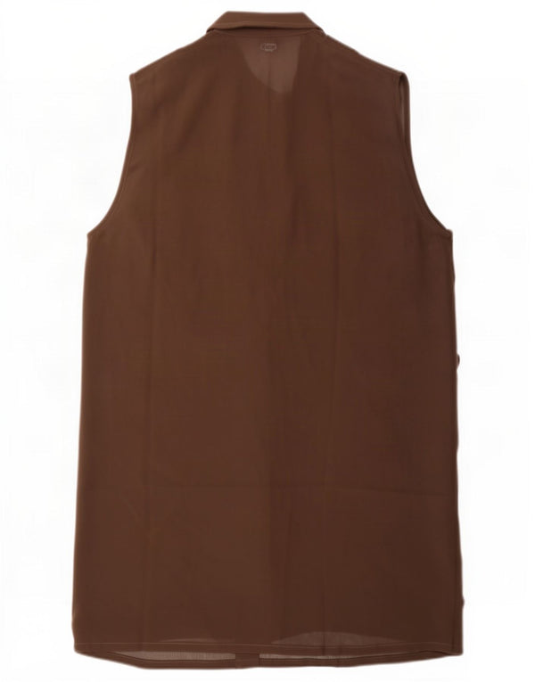 Colmar Γυναικεία αμάνικη μπλούζα See Through πουκάμισο UK 16 Large Brown
