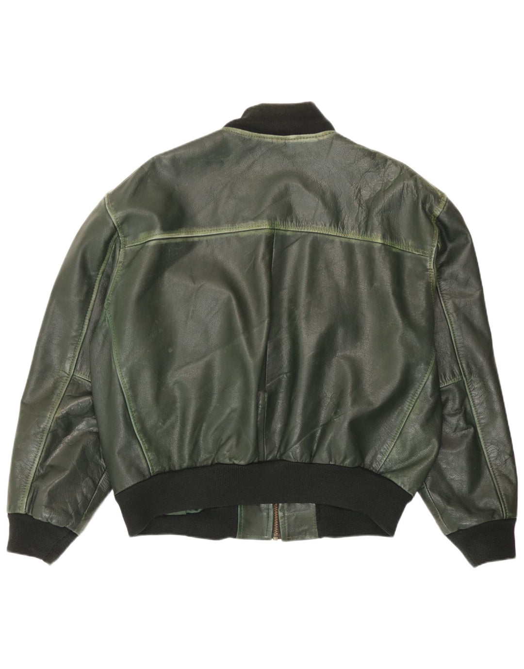 Conbipel Ανδρικό Bomber Δερμάτινο Μπουφάν UK 40 Large Green Leather