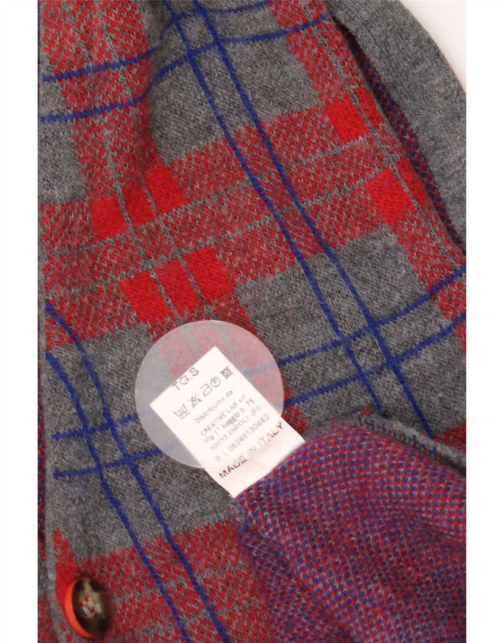 Vintage Ανδρικό Αμάνικο Ζακέτα πουλόβερ Small Grey Check Wool
