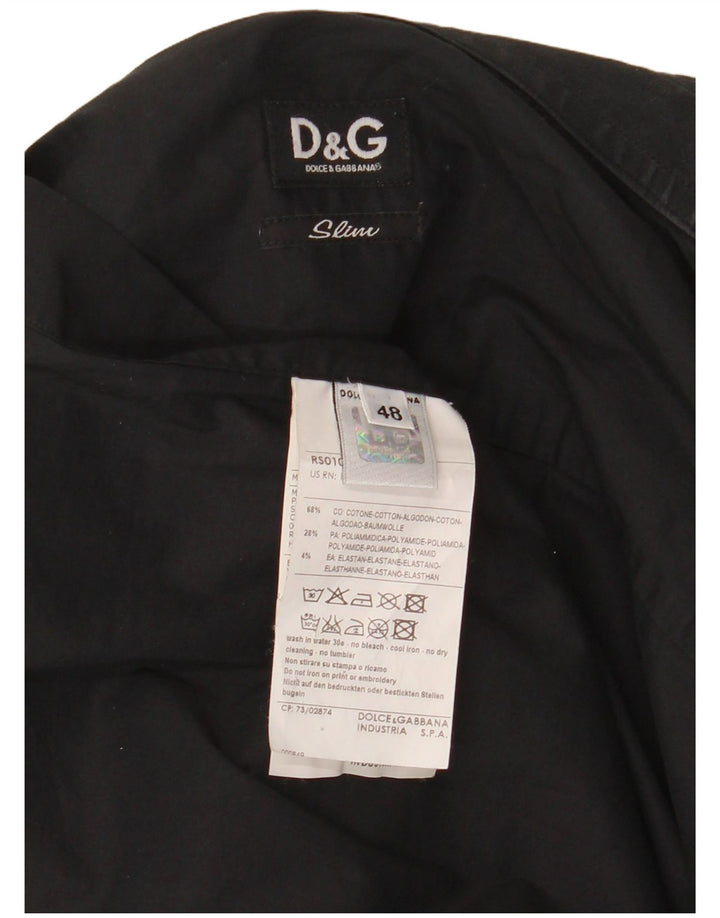 Dolce & Gabbana Ανδρικό Slim πουκάμισο IT 48 Μεσαίο μαύρο βαμβακερό