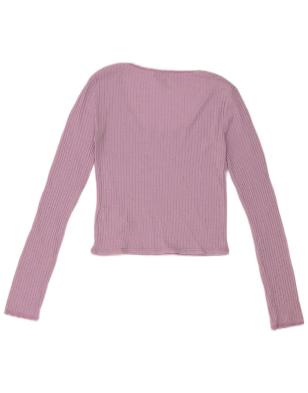 Topshop Γυναικείο Crop Top Μακρυμάνικο UK 10 Small Pink Cotton
