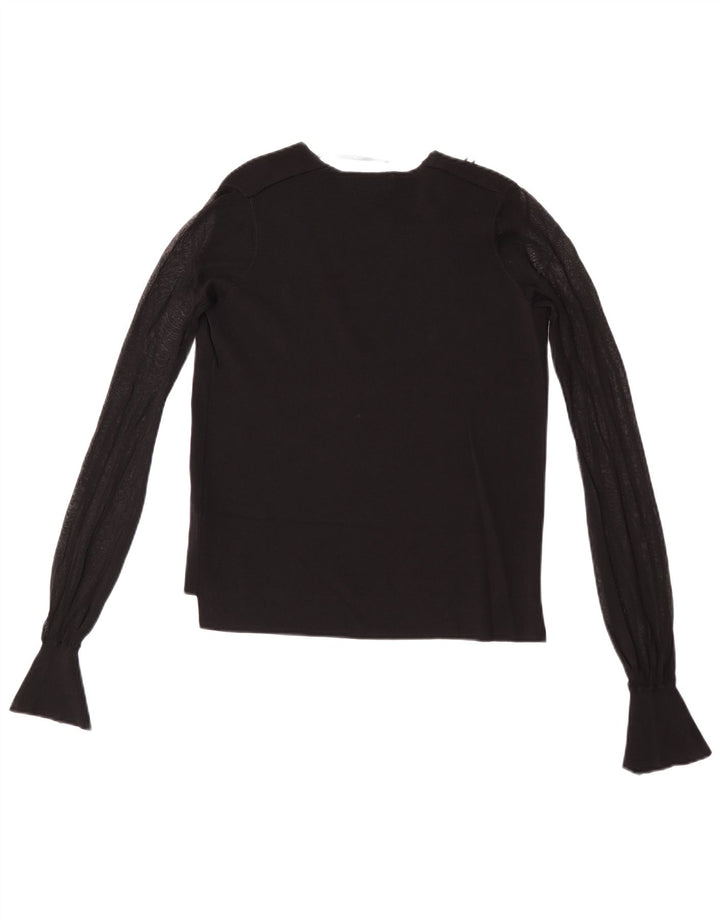 Zara Γυναικείο τοπ μακρυμάνικο UK 10 Small Black Viscose