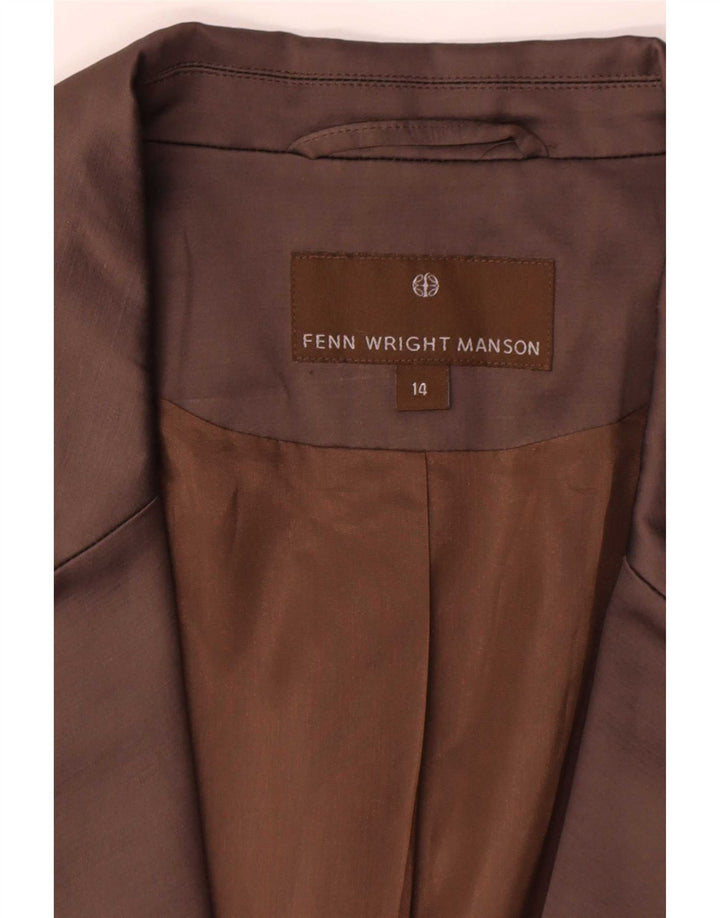 Fenn Wright Manson Γυναικείο μπουφάν 3/4 μανίκι blazer UK 14 μεγάλο καφέ
