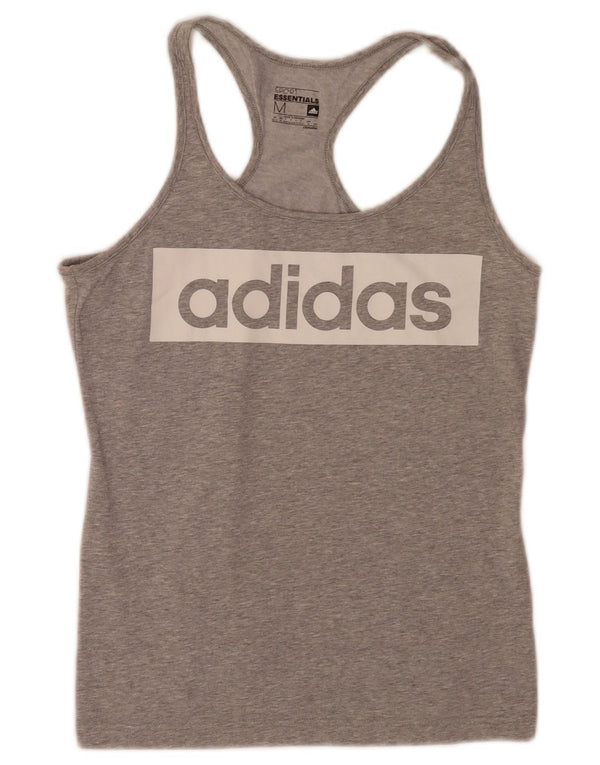 Γυναικείο γραφικό γιλέκο Adidas Top UK 12/14 Μεσαίο γκρι βαμβακερό σπορ