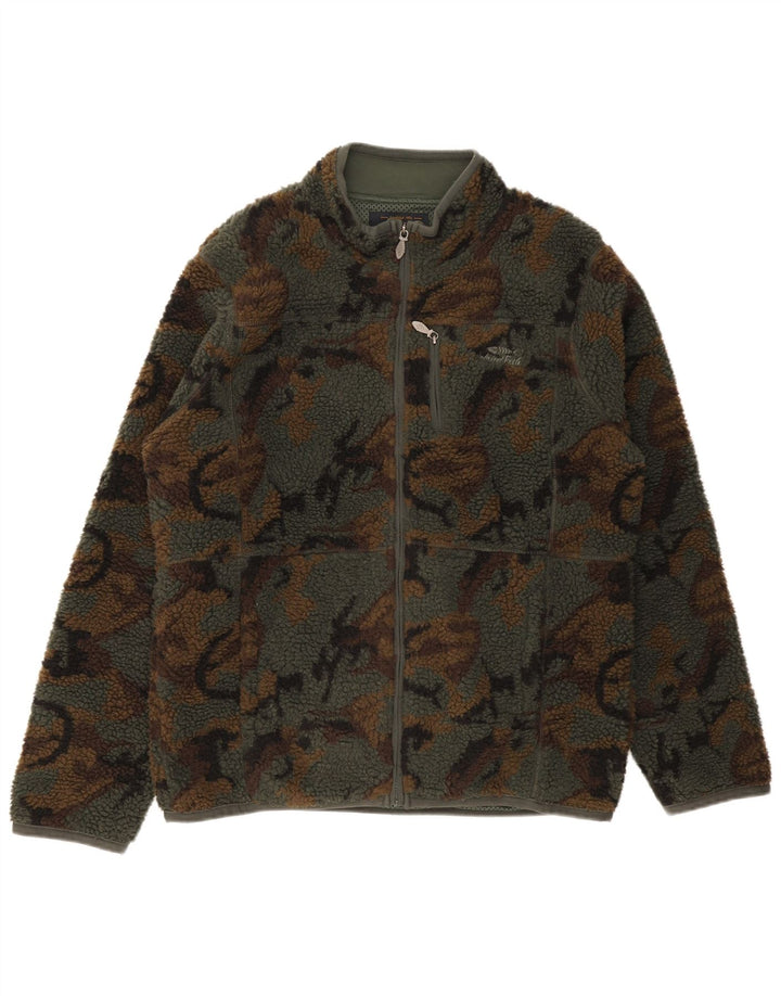 Weird Fish Mens Fleece Jacket UK 40 Large Khaki Camouflage Polyester