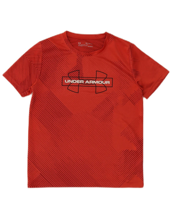 UNDER Armour Boys Heat Gear Graphic T-shirt Top 13-14 ετών κόκκινο ριγέ