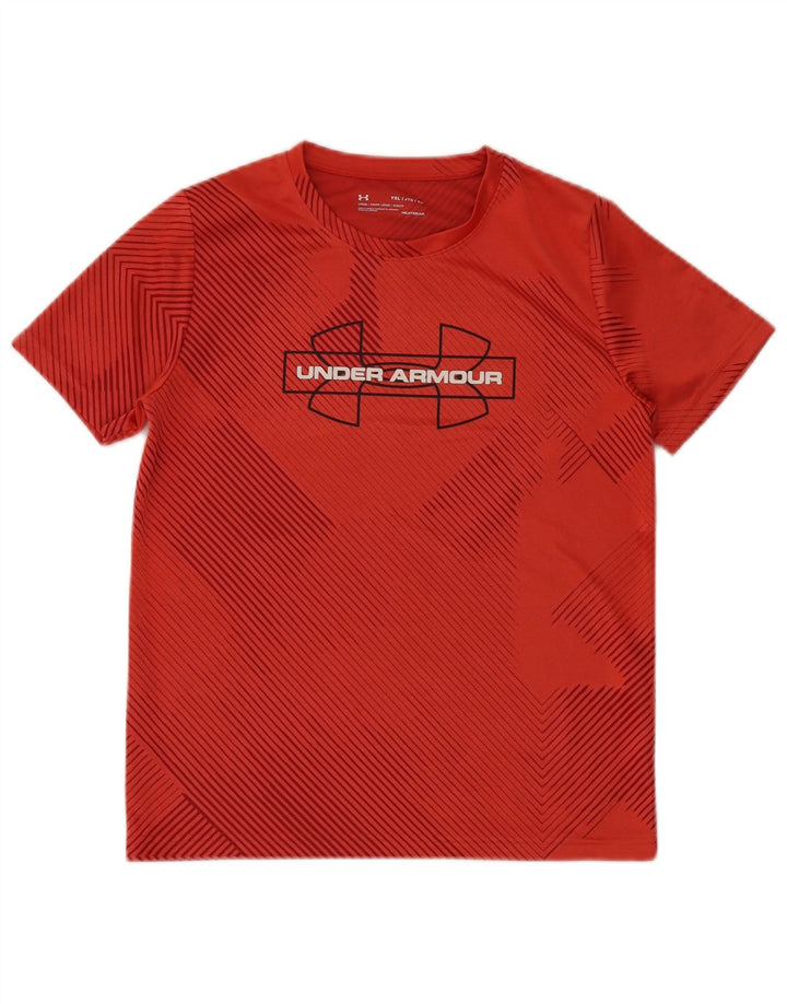 UNDER Armour Boys Heat Gear Graphic T-shirt Top 13-14 ετών κόκκινο ριγέ