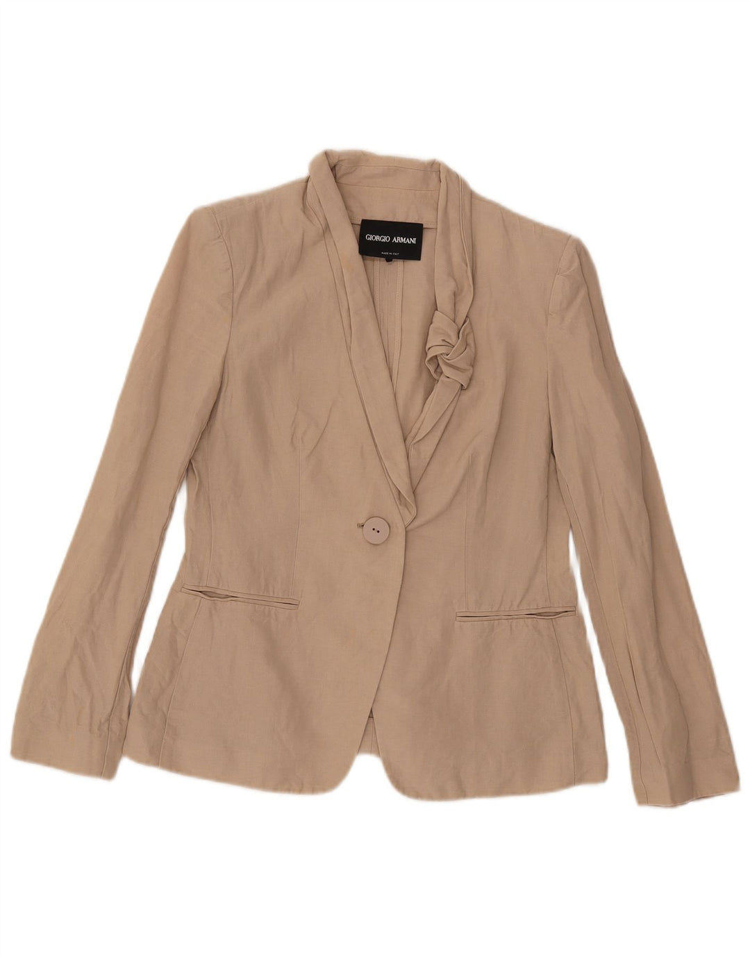 Armani Γυναικείο σακάκι με 1 κουμπί UK 10 Small Beige βαμβακερό