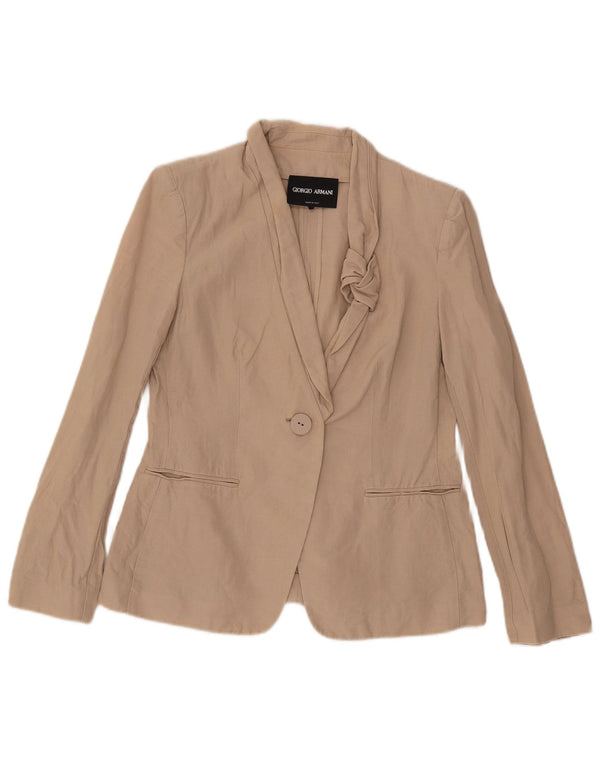 Armani Γυναικείο σακάκι με 1 κουμπί UK 10 Small Beige βαμβακερό