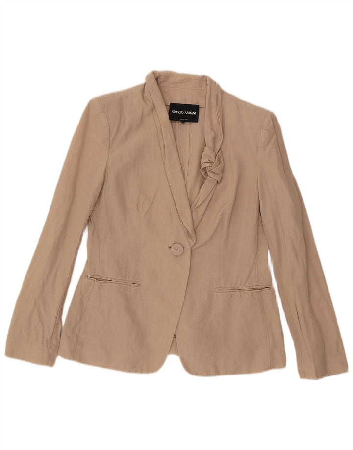 Armani Γυναικείο σακάκι με 1 κουμπί UK 10 Small Beige βαμβακερό